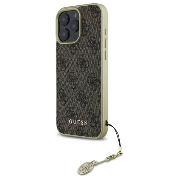 Guess iPhone 16 Pro Max - 4G Charms Collection - Θήκη με Επένδυση Συνθετικού Δέρματος - Brown - GUHCP16XGF4GBR