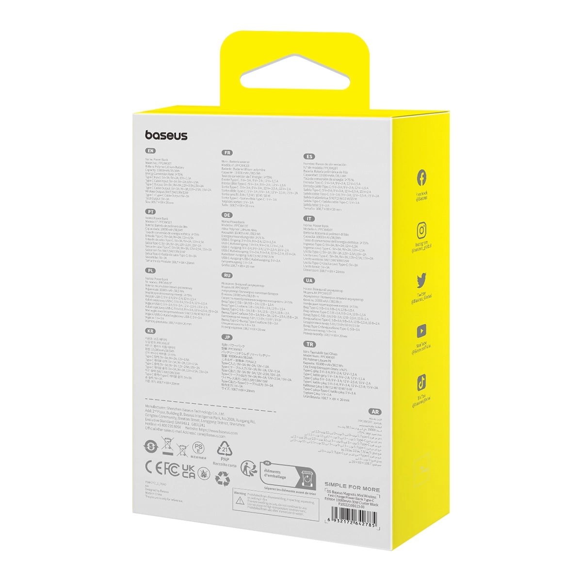 Baseus Magnetic Mini Ασύρματο MagSafe PowerBank 10000mAh 30W με Ενσωματωμένο Καλώδιο Type-C - Black