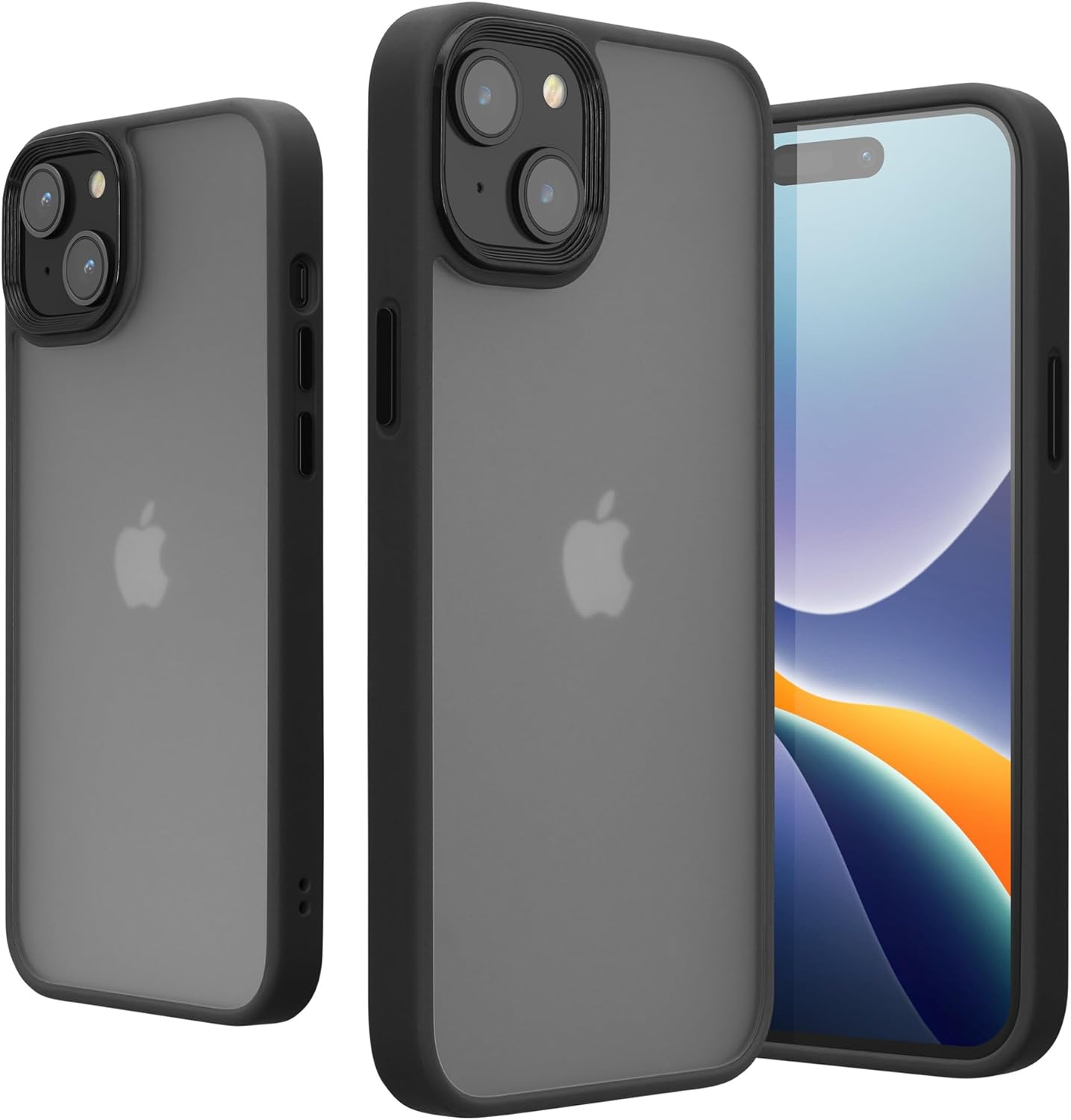KW iPhone 15 Plus Shockproof Σκληρή Θήκη με Πλαίσιο Σιλικόνης - Black / Matte Ημιδιάφανη - 61962.01