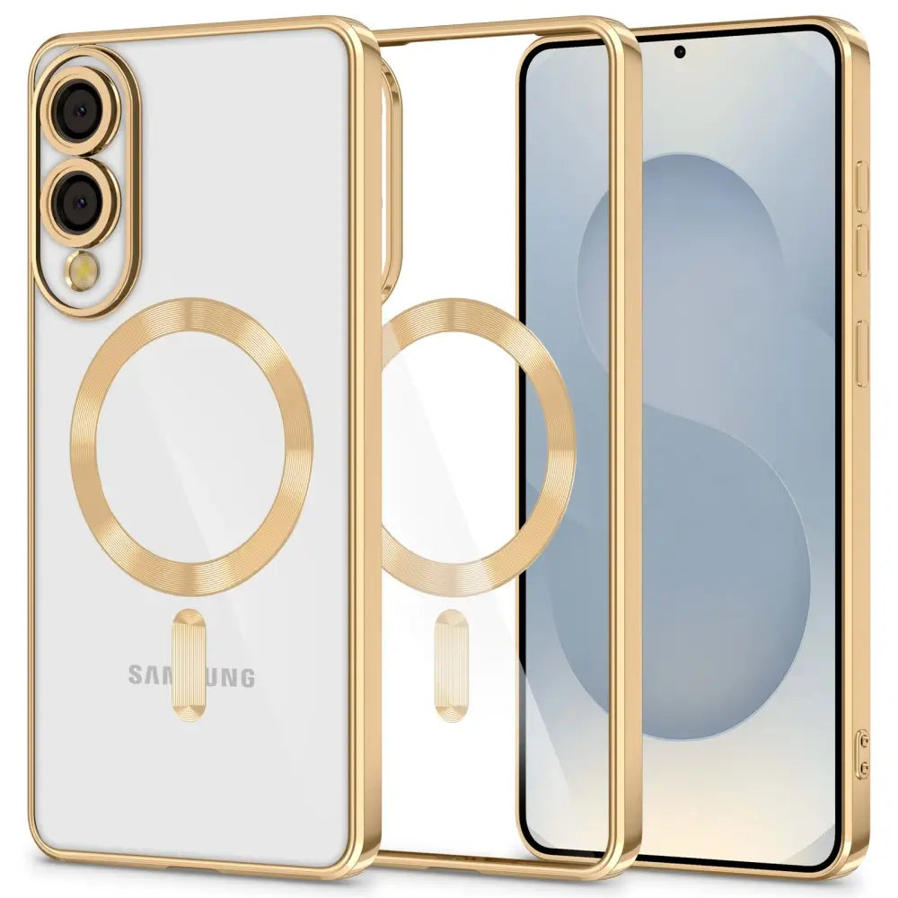 Tech-Protect Samsung Galaxy S25 Edge MagFlex Θήκη Σιλικόνης TPU με MagSafe - Διάφανη / Shiny Gold