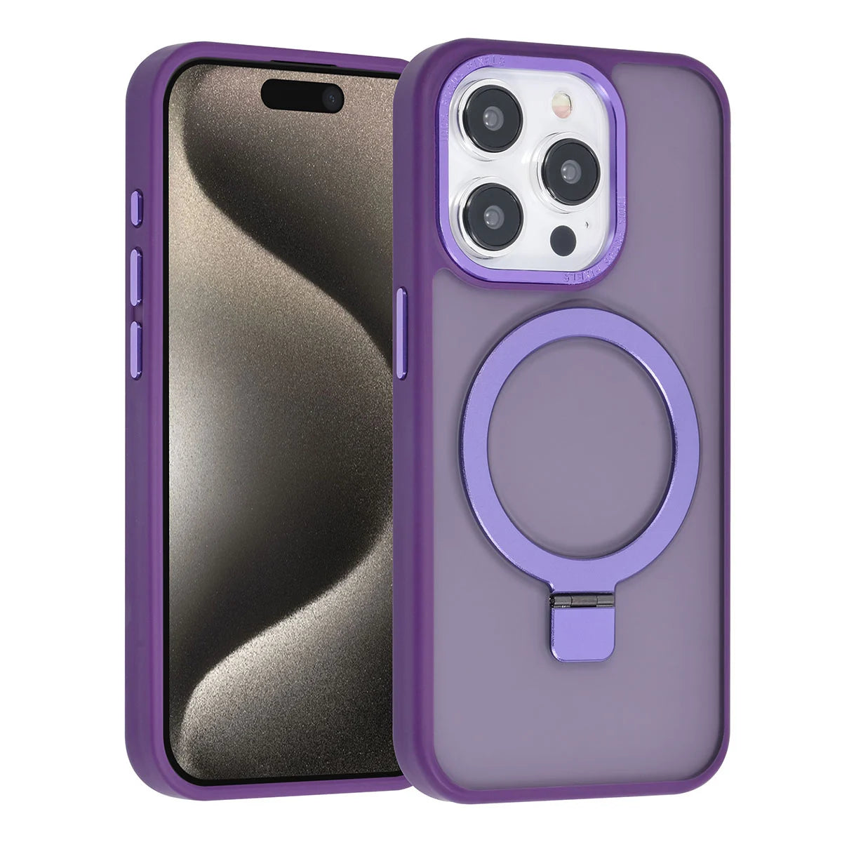 Tuniq iPhone 15 Pro - MagSafe Σκληρή Θήκη με Δαχτυλίδι Συγκράτησης - Purple