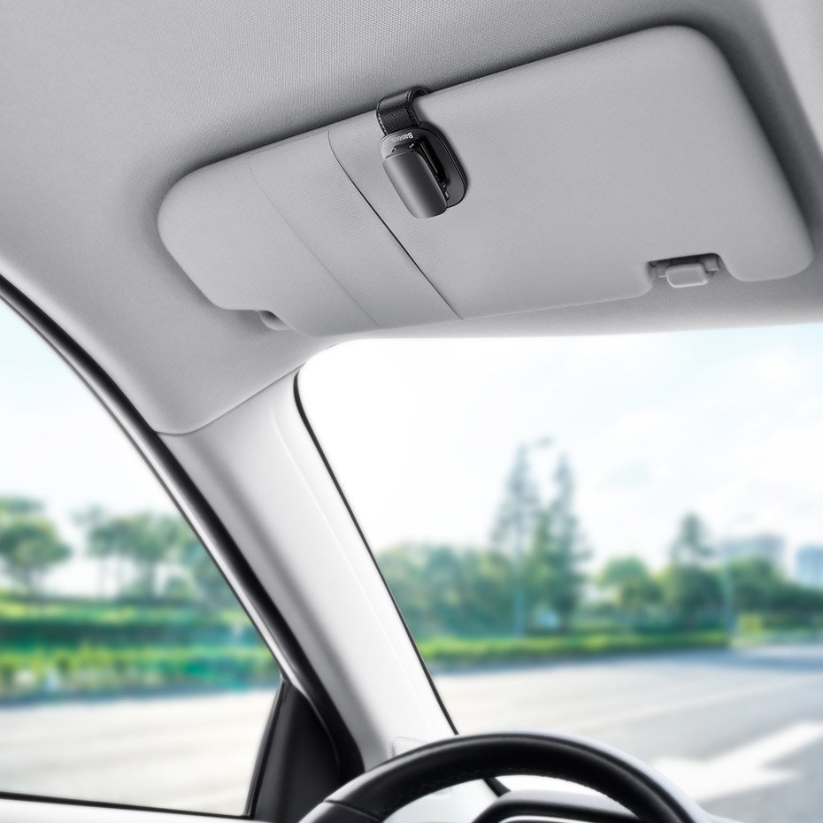 Baseus Platinum Vehicle Eyewear Clip Clamping Type - Βάση Στήριξης Γυαλιών για το Σκίαστρο - Black - ACYJN-B01