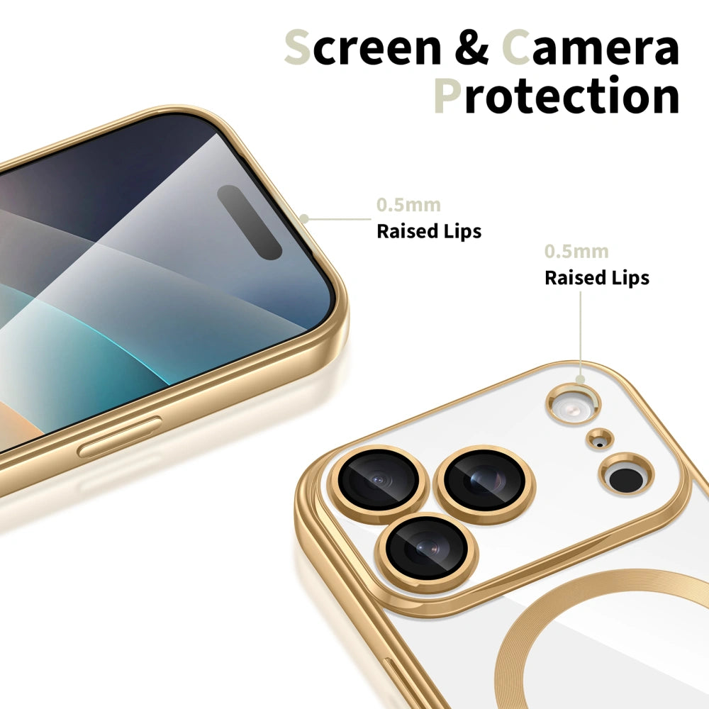 Tech-Protect iPhone 17 Pro Max MagFlex - Θήκη Σιλικόνης TPU με MagSafe - Διάφανη / Shiny Gold