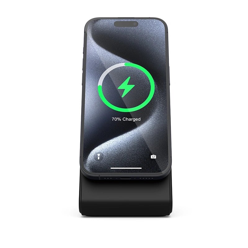 Crong MagSpot Stand 2 σε 1 Ασύρματος MagSafe Φορτιστής για iPhone και AirPods - Black