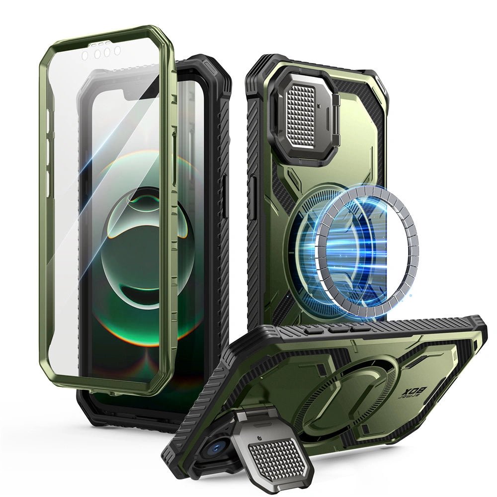 Supcase iPhone 16e Armorbox MagSafe Σκληρή Θήκη με Προστασία Οθόνης και Κάλυμμα Κάμερας / Stand - Green