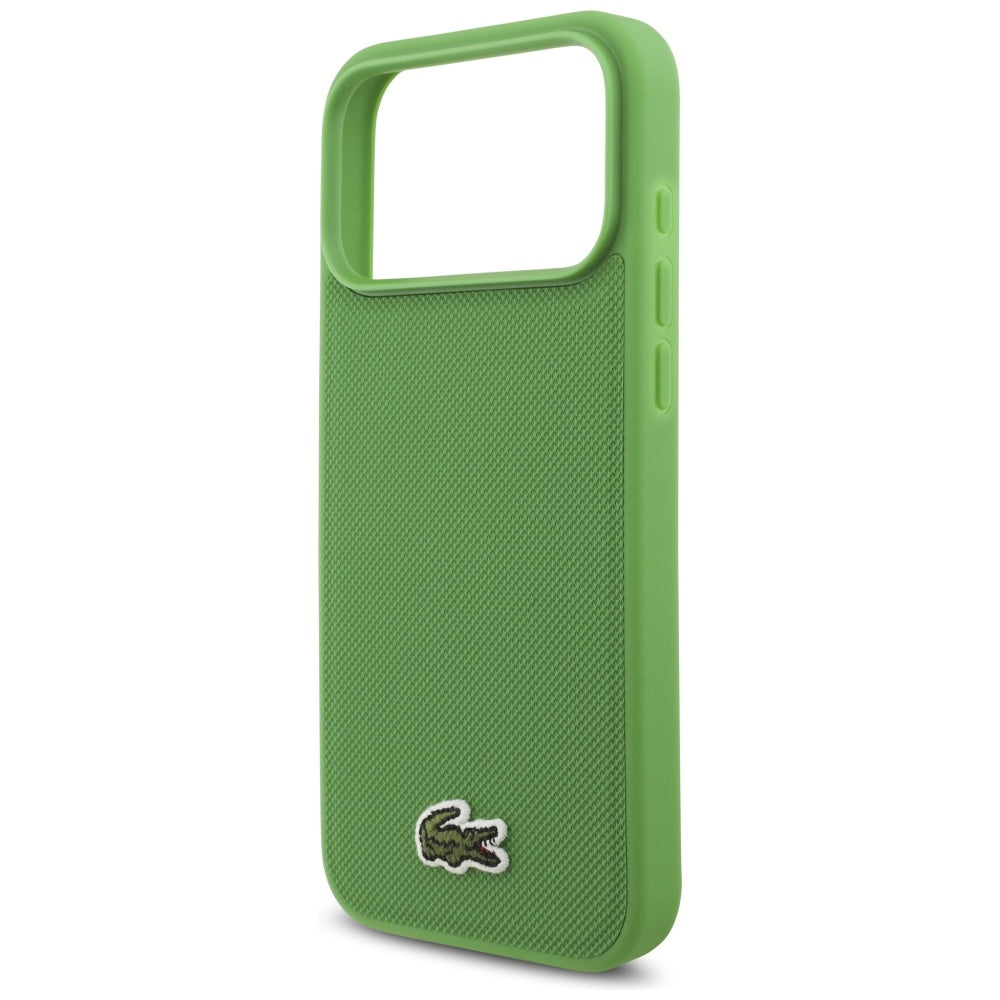 Lacoste iPhone 17 Pro Max - Iconic Petit Pique Woven Logo MagSafe - Σκληρή Θήκη με Πλαίσιο Σιλικόνης - Green