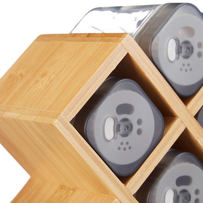 Relaxdays Βάση Μπαχαρικών από Μπαμπού με 18 Βάζα - Natural - 4052025259518