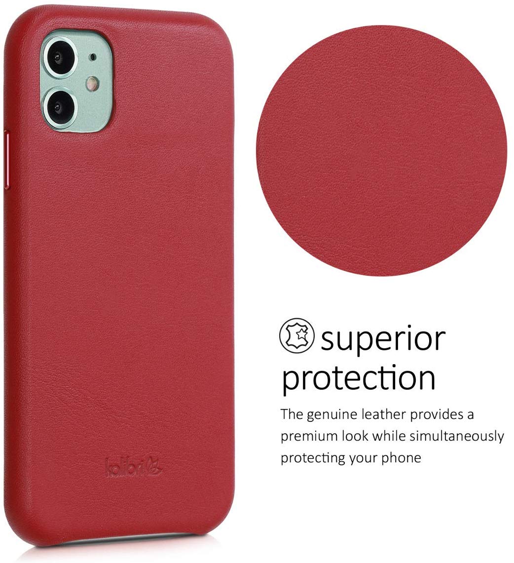 Kalibri iPhone 11 Σκληρή Θήκη με Επένδυση Γνήσιου Δέρματος - Red - 49737.09