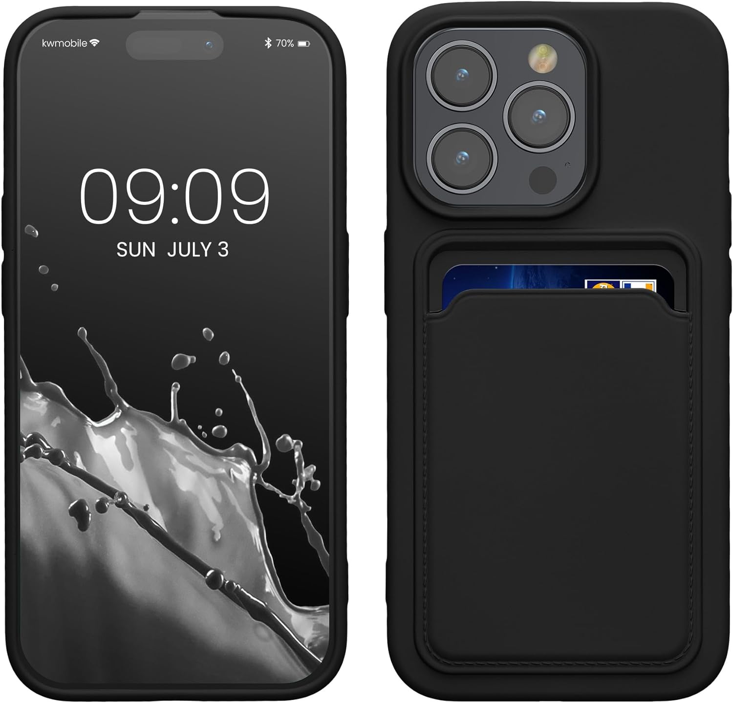 KW iPhone 15 Pro Θήκη Σιλικόνης TPU με Υποδοχή για Κάρτα - Black - 62019.01