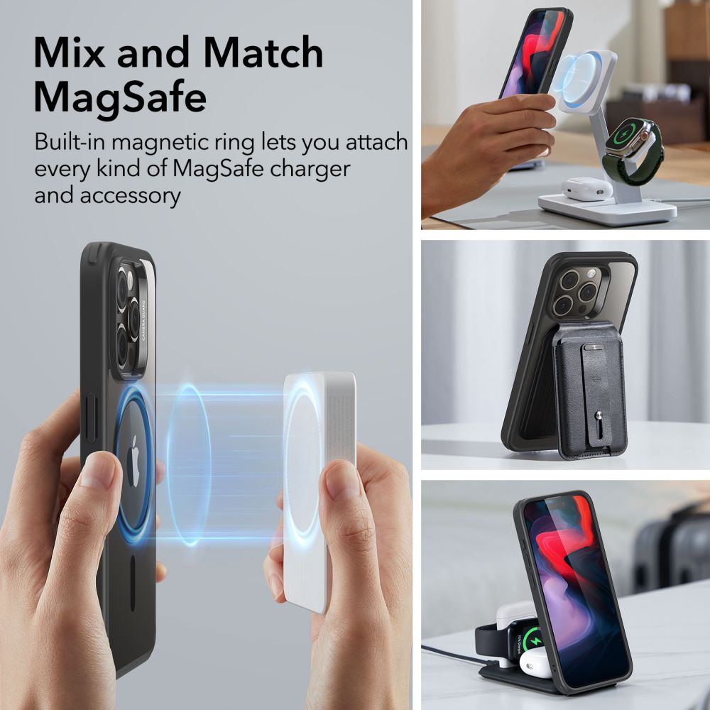 ESR iPhone 15 Pro Classic Hybrid Halolock Σκληρή Θήκη με Πλαίσιο Σιλικόνης και MagSafe - Διάφανη / Black