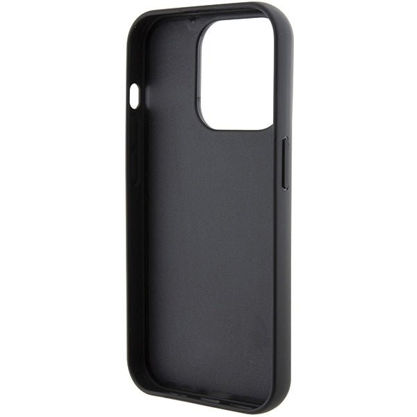 Karl Lagerfeld iPhone 15 Pro - Gripstand Saffiano Choupette Pin Σκληρή Θήκη με Επένδυση Συνθετικού Δέρματος και Stand - Black - KLHCP15LGSACHPK