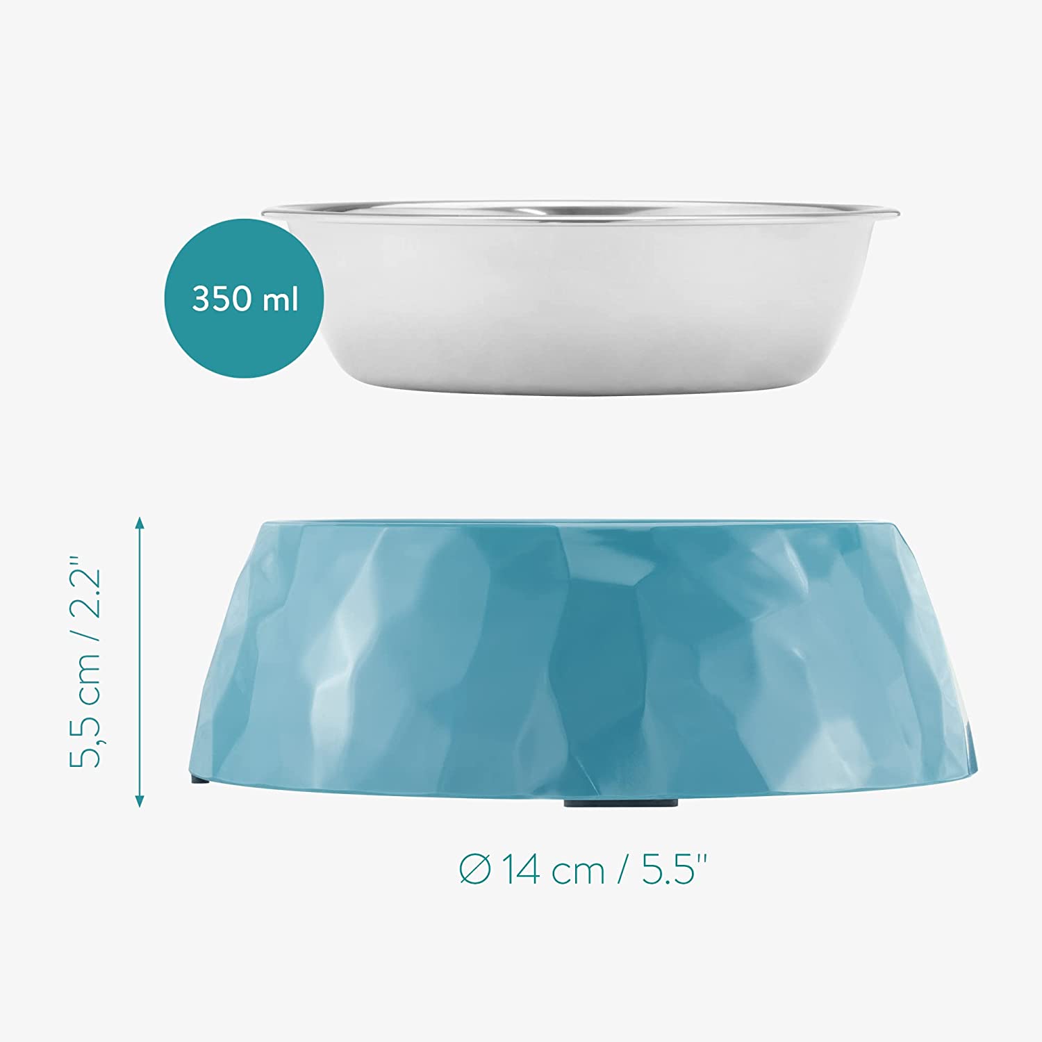 Navaris Σετ με 2 Μπολ για Κατοικίδια - Blue - 55862.1.04