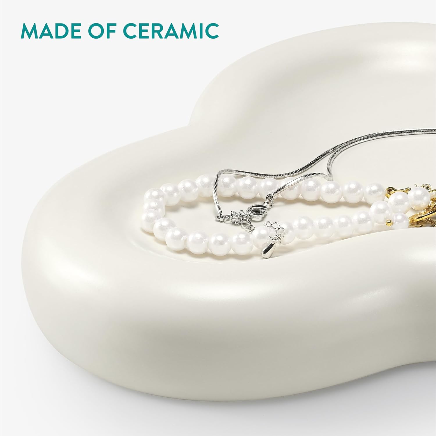 Navaris Διακοσμητικός Δίσκος Abstract Cloud - 24 x 16.5 x 3 cm - Beige - 61654.02