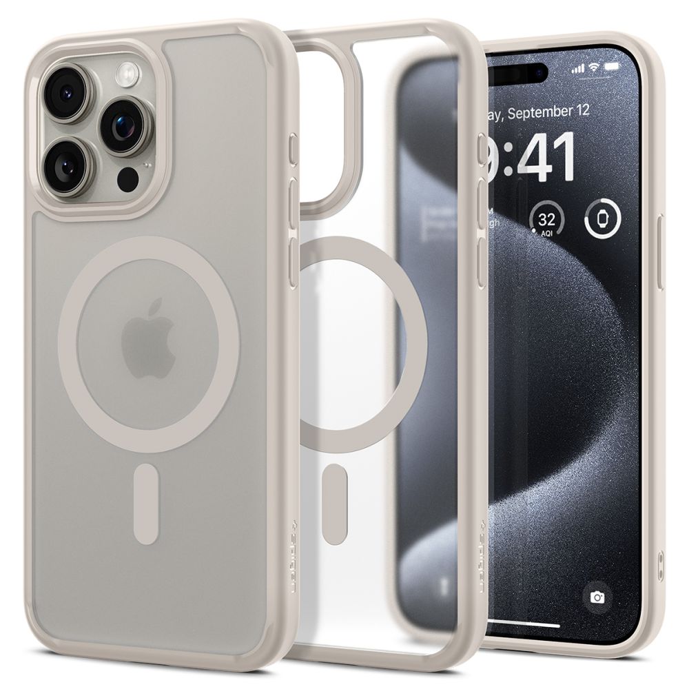 Spigen iPhone 15 Pro Max Ultra Hybrid Mag Σκληρή Θήκη με Πλαίσιο Σιλικόνης Και MagSafe - Frost Natural Titanium