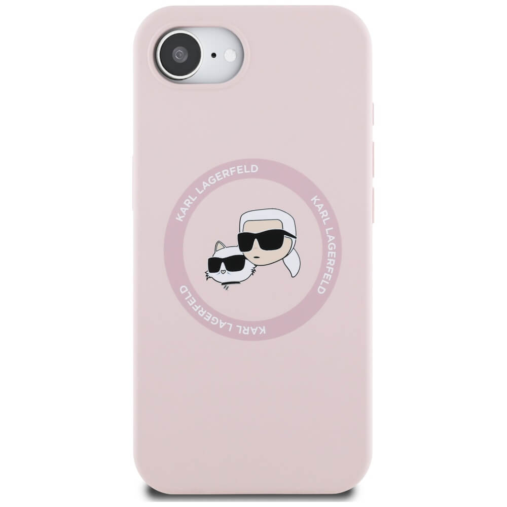Karl Lagerfeld iPhone 16e - Silicone Karl and Choupette Heads - Θήκη Σιλικόνης με MagSafe - Pink - KLHMPSE4SKCHTCP