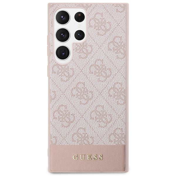 Guess Samsung Galaxy S23 Ultra - 4G Stripe Collection Θήκη με Επένδυση Συνθετικού Δέρματος - Pink - GUHCS23LG4GLPI