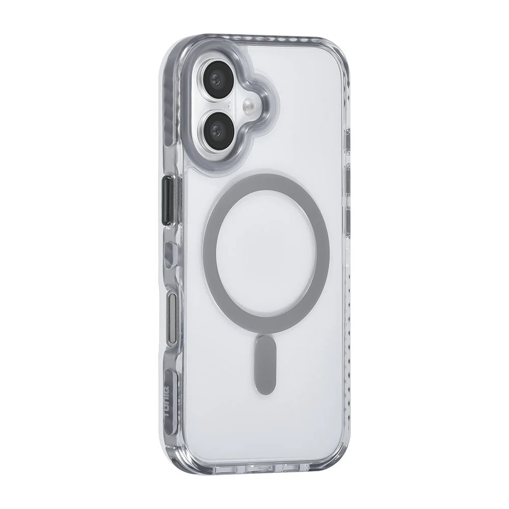 Tuniq iPhone 16 - MagSafe Σκληρή Θήκη με Πλαίσιο Σιλικόνης και Λουράκι - Διάφανη / Grey