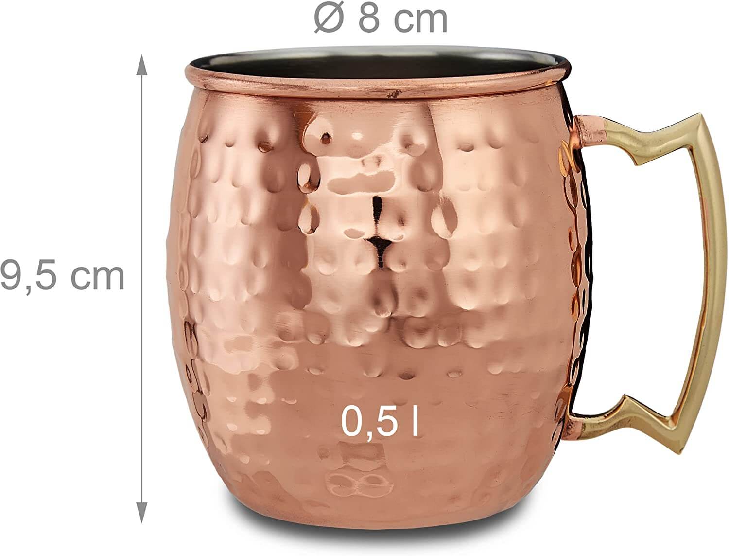 Relaxdays Moscow Mule Σετ με 2 Κούπες για Cocktail από Ανοξείδωτο Ατσάλι και Επίστρωση Χαλκού - 500ml - Rose Gold - 4052025208394