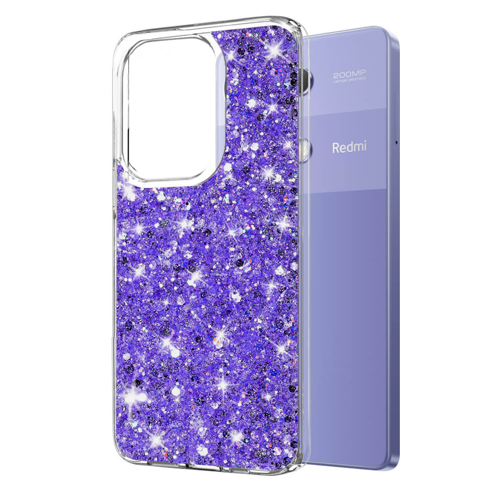 Techsuit Xiaomi Redmi Note 13 Pro 4G / Poco M6 Pro 4G - Sparkly Glitter - Σκληρή Θήκη με Πλαίσιο Σιλικόνης - Purple