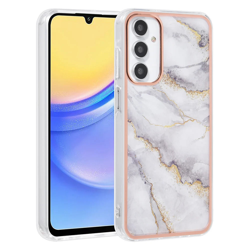 Tuniq Samsung Galaxy A15 4G / A15 5G - Σκληρή Θήκη με Πλαίσιο Σιλικόνης - Σχέδιο Μάρμαρο - Γκρί