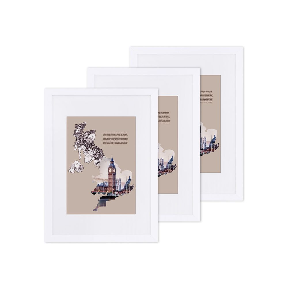 Songmics Σετ με 3 Κορνίζες - 33 x 45 cm - White - RPF03WT