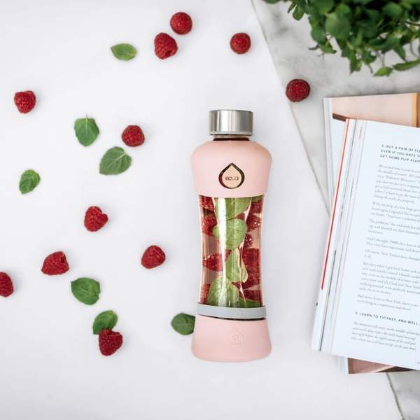 Equa Active Squeeze Γυάλινο Μπουκάλι Νερού - 550ml - Peach / Διάφανο