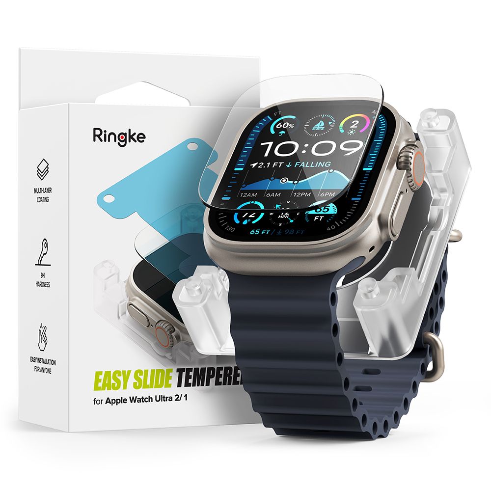 Ringke Προστασία Οθόνης Apple Watch Ultra (1/2/3) - 49mm - Easy Slide Tempered Glass 9H Αντιχαρακτικό Γυαλί Οθόνης - Διάφανο