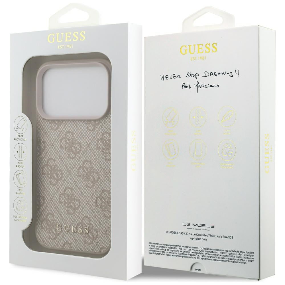 Guess iPhone 17 Pro - 4G Classic - Σκληρή Θήκη με Πλαίσιο Σιλικόνης και Επένδυση Συνθετικού Δέρματος - Pink - GUHCP17LG4GFPI