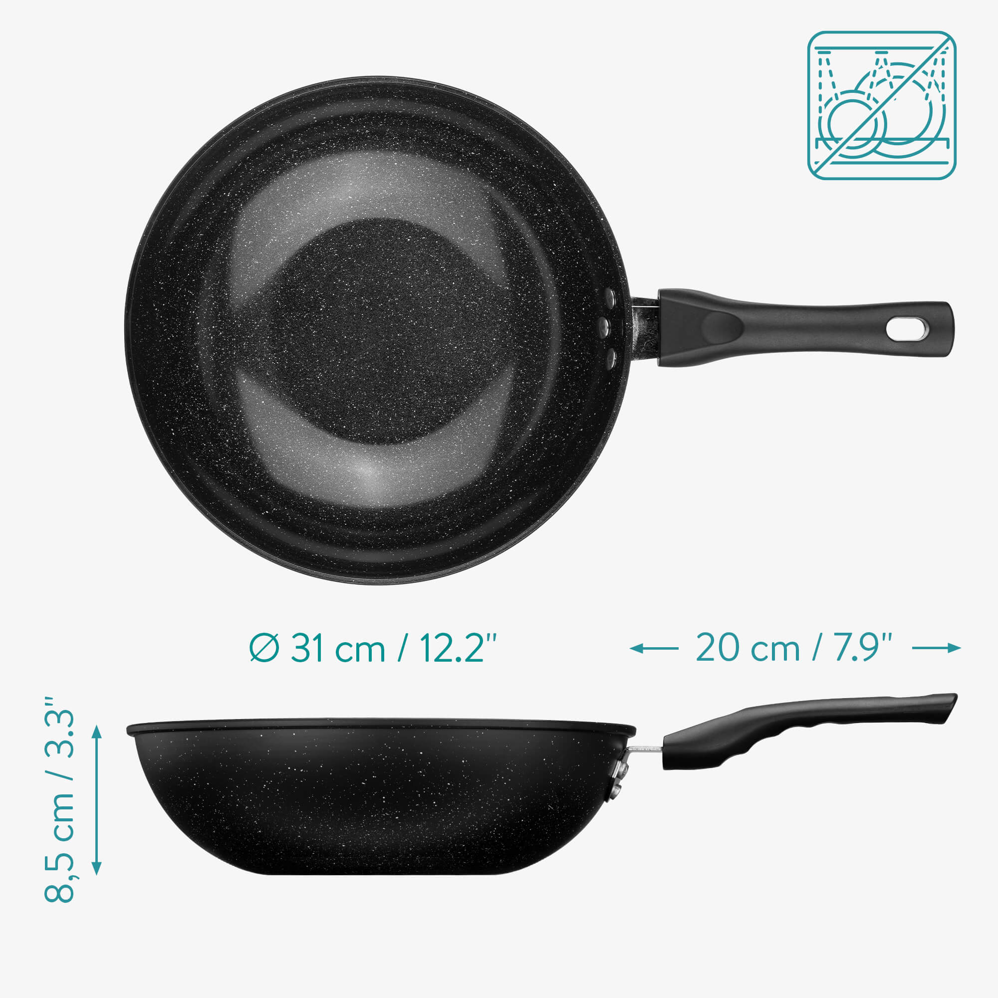 Navaris Wok με Αντικολλητική Επιφάνεια - 30cm - Black - 56918.01