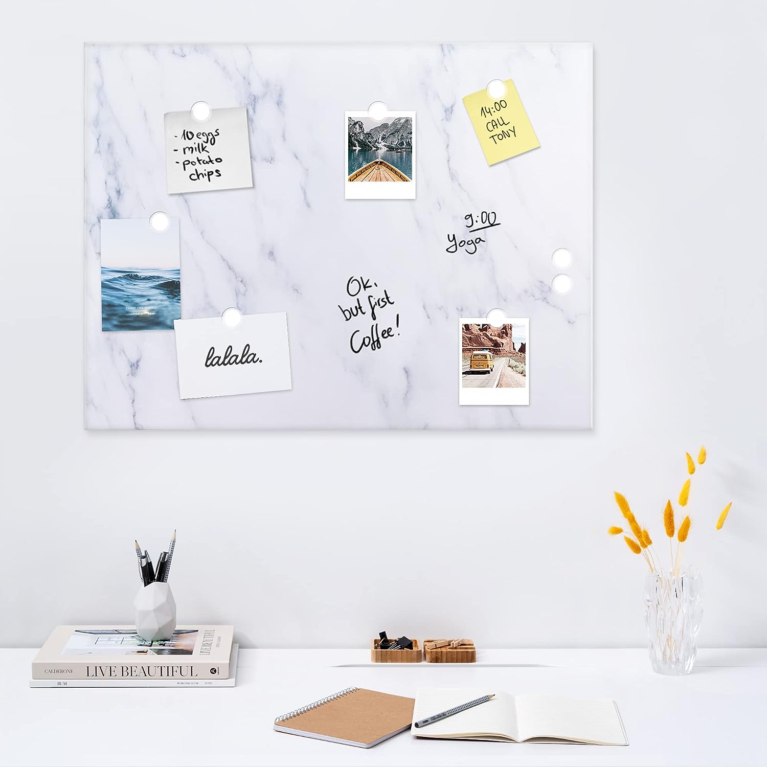 Navaris Μαγνητικός Πίνακας Ανακοινώσεων - 43 x 33 cm - White Marble - 55876.02