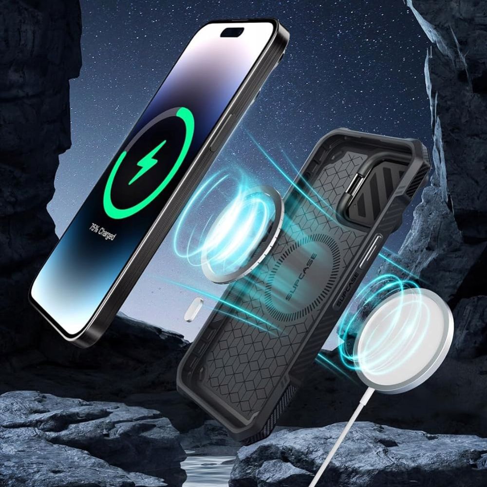 Supcase iPhone 15 Pro UB XT Mag Σκληρή Θήκη με Ανοιγόμενο Κάλυμμα Κάμερας / Stand και Magsafe - Black