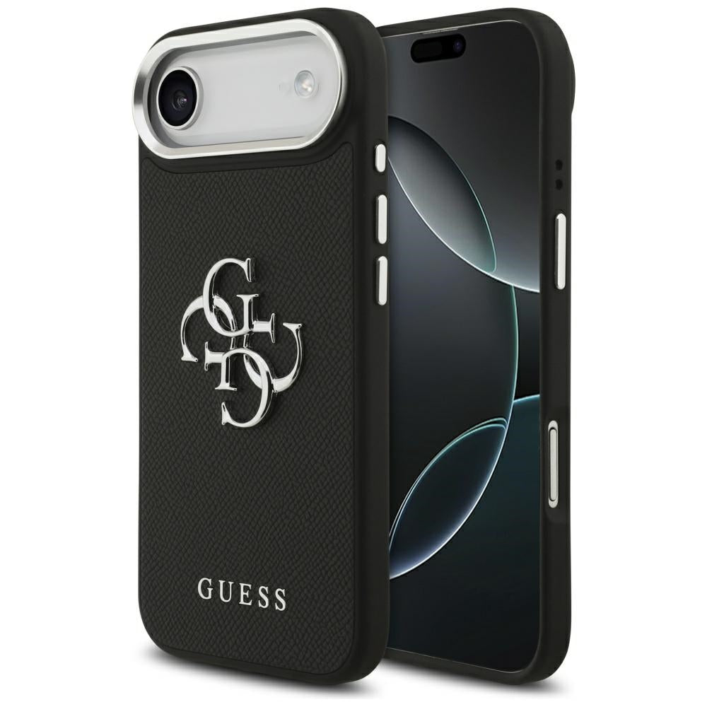 Guess iPhone Air - Grained Big 4G Classic Logo - Σκληρή Θήκη με Επένδυση από Οικολογικό Δέρμα - Black - GUHCP17MPG4SMCEK