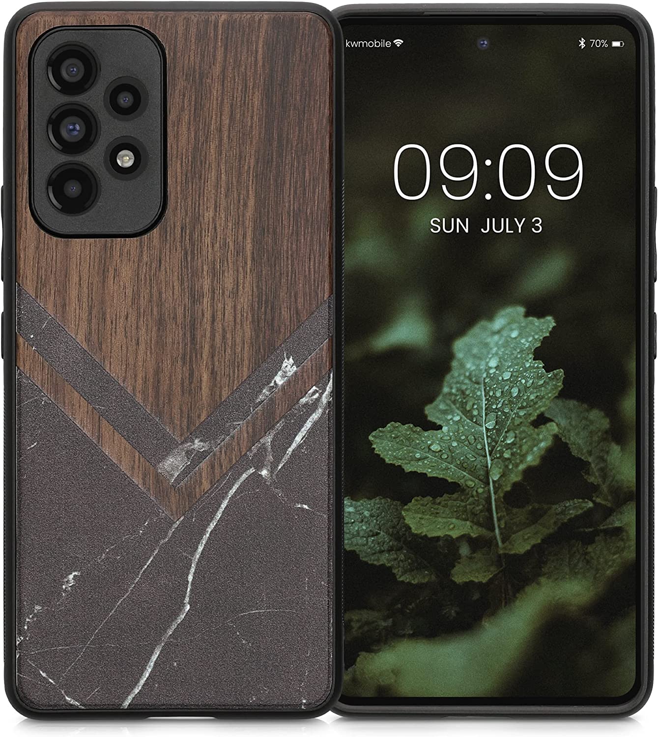 KW Samsung Galaxy A53 5G Θήκη από Φυσικό Ξύλο - Design Wood and Marble - Black / White / Dark Brown - 58317.10