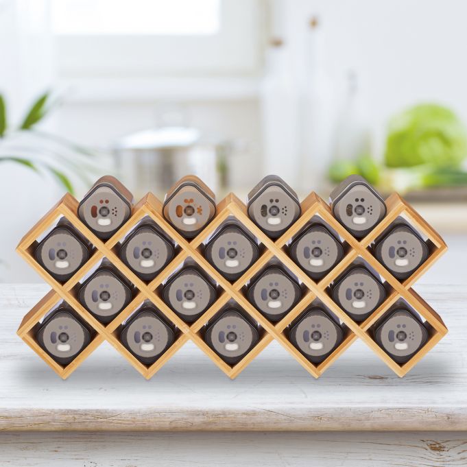 Relaxdays Βάση Μπαχαρικών από Μπαμπού με 18 Βάζα - Natural - 4052025259518