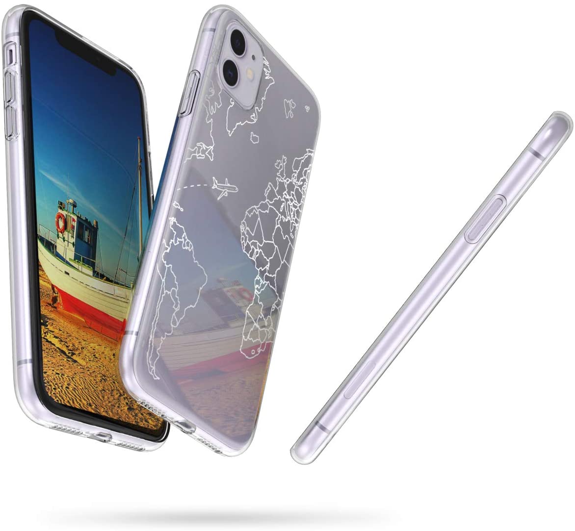 KW iPhone 11 Θήκη Σιλικόνης TPU Design Travel and Explore - Silver / Διάφανη - 49785.28