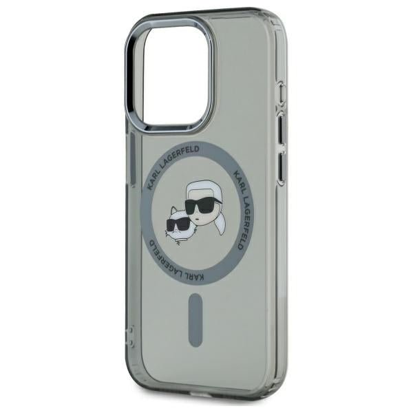 Karl Lagerfeld iPhone 15 Pro - IML Metal Karl and Choupette Head - Σκληρή Θήκη με Πλαίσιο Σιλικόνης και MagSafe - Black - KLHMP15LHLSKCK