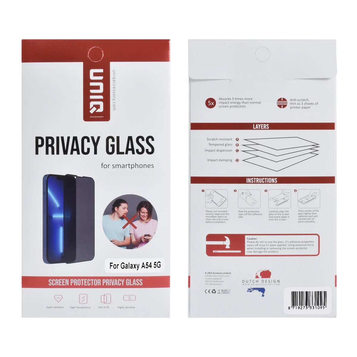 Tuniq Samsung Galaxy A54 5G - Privacy Προστασία Οθόνης - Full Screen Αντιχαρακτικό Γυαλί Tempered Glass - Μαύρο