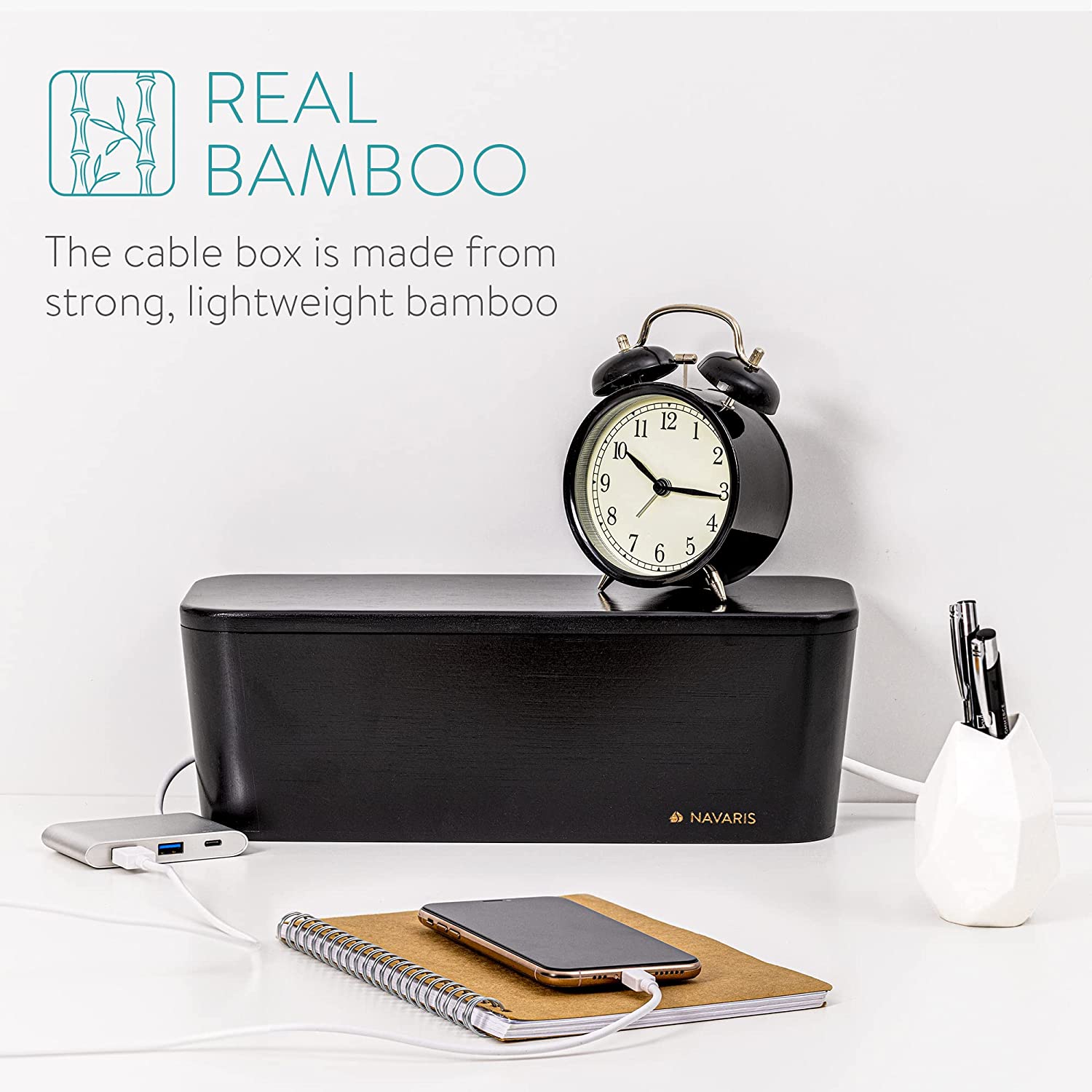 Navaris Κουτί Οργάνωσης Καλωδίων με Καπάκι - Black - 52804.03