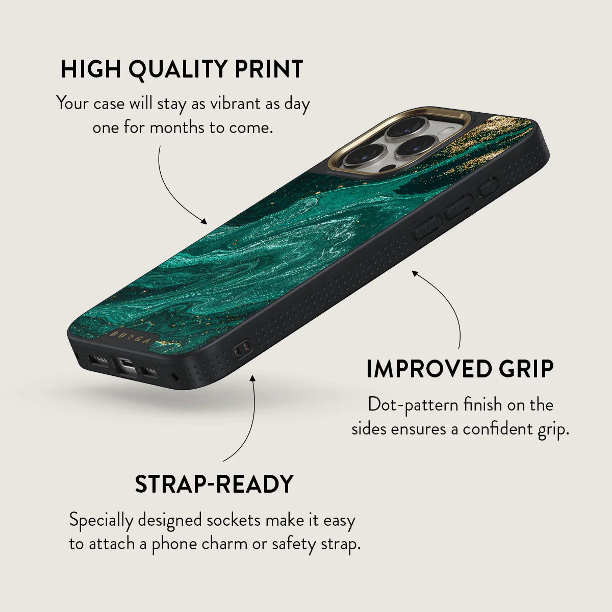 Burga iPhone 15 Pro Elite Σκληρή Θήκη - Gold - Emerald Pool