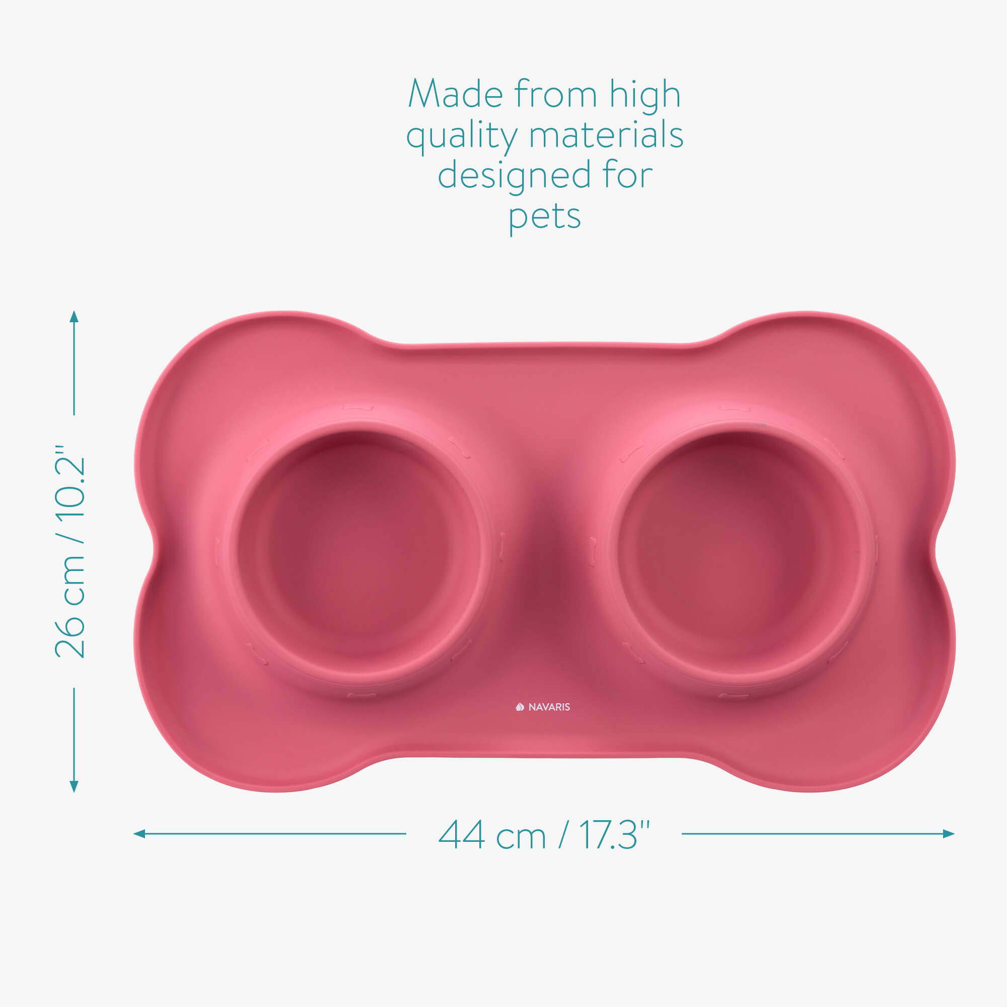 Navaris 2 Μπολ Φαγητού από Ανοξείδωτο Ατσάλι με Βάση Σιλικόνης - 400 ml - Raspberry - 55096.213