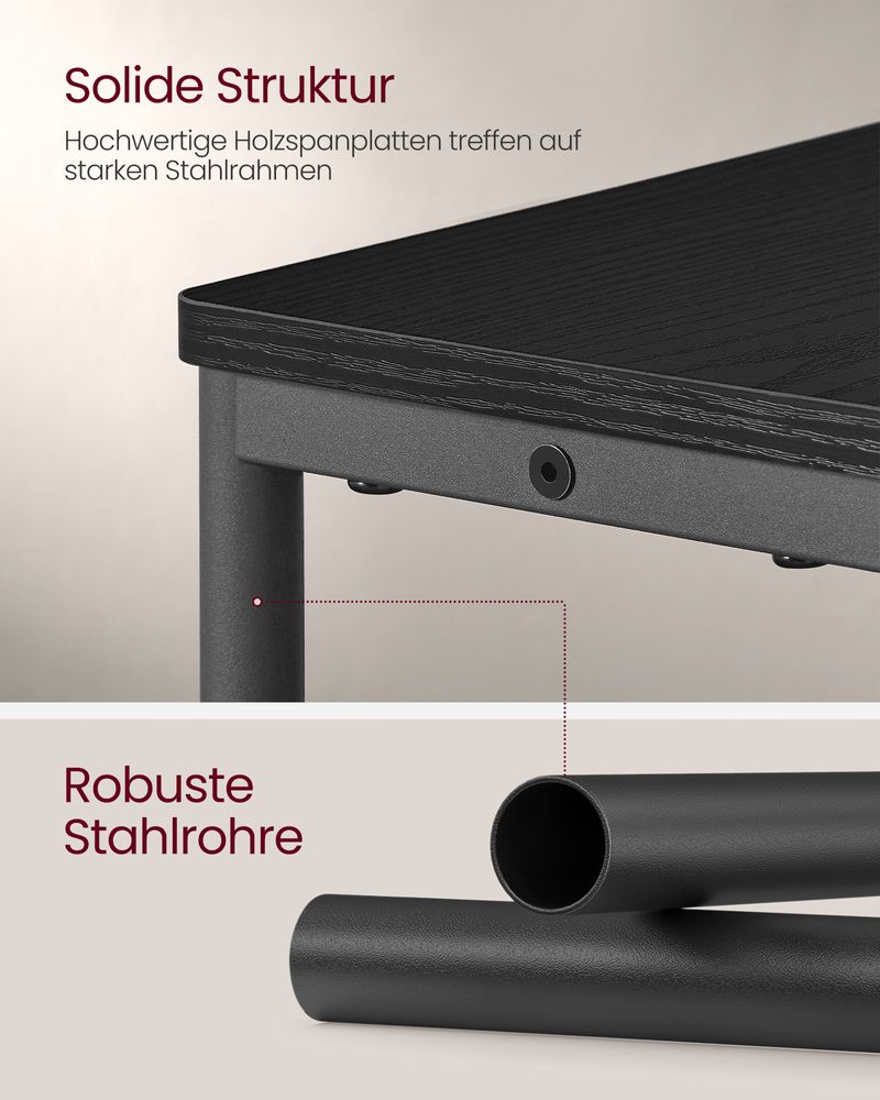 Vasagle Στενό Βοηθητικό Τραπεζάκι με Ενσωματωμένο Πολύπριζο με 1 Θύρα AC και 2 Θύρες USB - Ebony Black / Ink Black - LET335B02