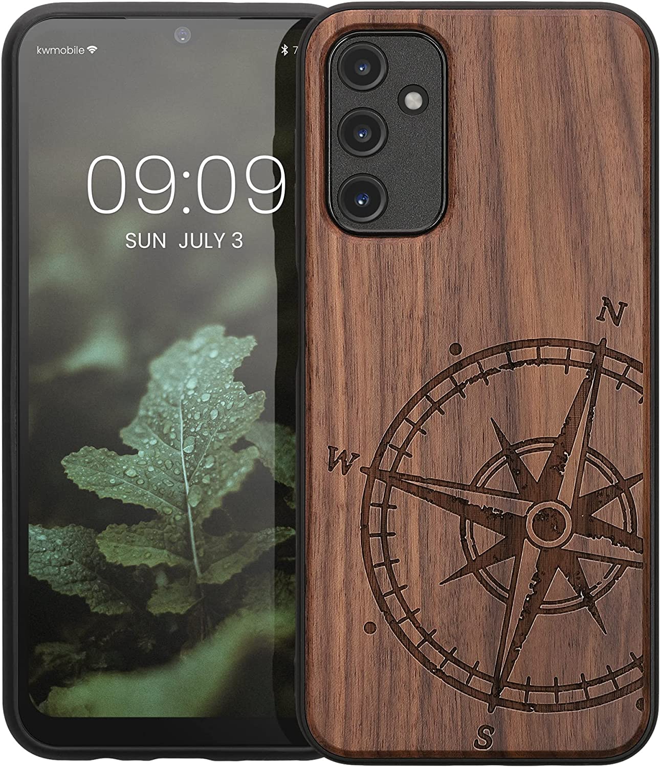 KW Samsung Galaxy A14 5G Θήκη από Φυσικό Ξύλο - Design Compass Vintage - Dark Brown - 60817.01