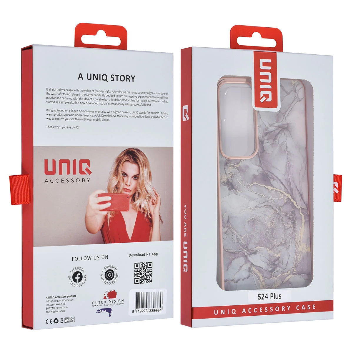 Tuniq Samsung Galaxy S24 Plus - Σκληρή Θήκη με Πλαίσιο Σιλικόνης - Σχέδιο Μάρμαρο - Σκούρο Γκρί