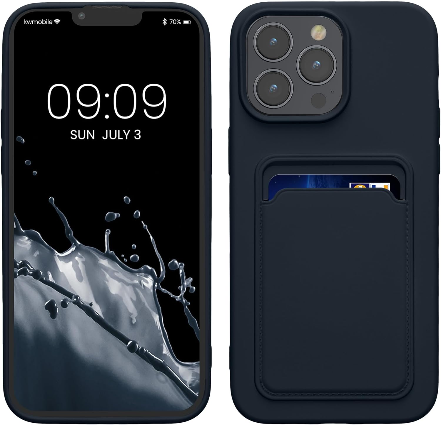 KW iPhone 15 Pro Max Θήκη Σιλικόνης TPU με Υποδοχή για Κάρτα - Dark Blue - 59115.17