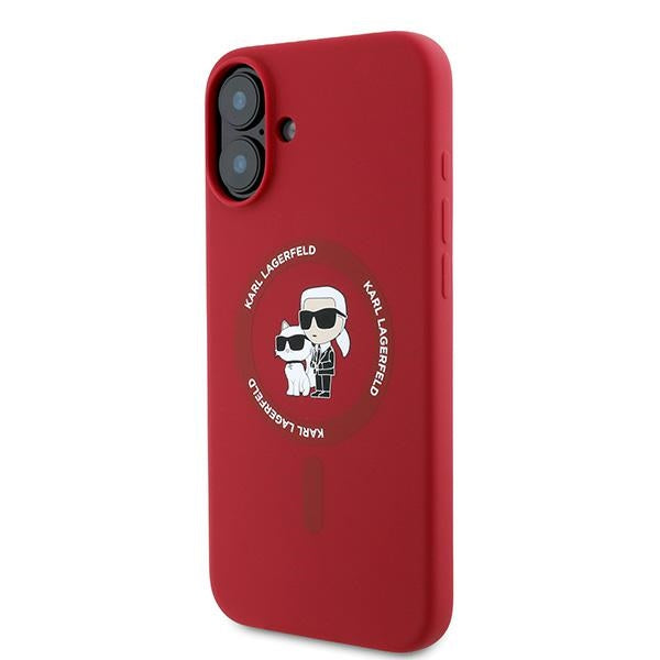 Karl Lagerfeld iPhone 16 Plus - Silicone KC Heads Ring MagSafe - Θήκη Σιλικόνης με MagSafe - Red - KLHMP16MSCMKCRHR