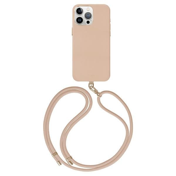 Uniq iPhone 15 Pro Max Coehl Muse Σκληρή Θήκη MagSafe με Επένδυση Συνθετικού Δέρματος και Λουράκι - Dusty Nude