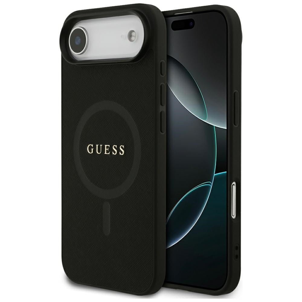 Guess iPhone Air - Saffiano Classic Logo MagSafe - Σκληρή Θήκη με Πλαίσιο Σιλικόνης και Επένδυση Οικολογικού Δέρματος - Black - GUHMP17MPSAHMCK