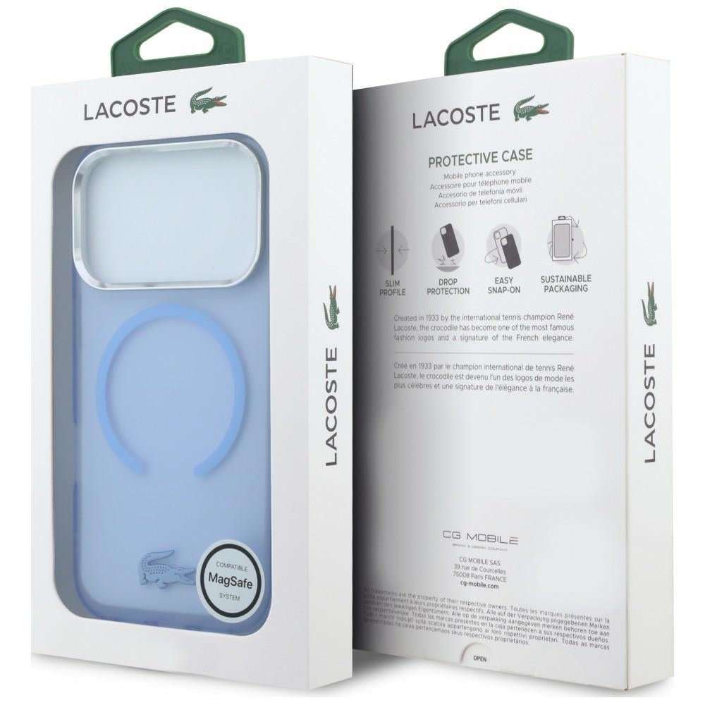 Lacoste iPhone 17 Pro / iPhone 18 Pro - Σκληρή Θήκη με Πλαίσιο Σιλικόνης - IML Frosted MagSafe - Blue