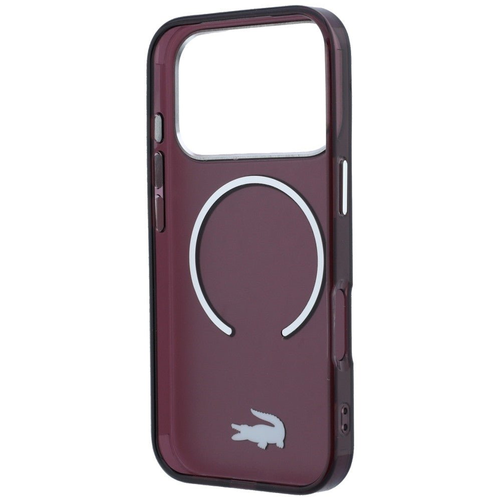 Lacoste iPhone 17 Pro Max / iPhone 18 Pro Max - Σκληρή Θήκη με Πλαίσιο Σιλικόνης - IML Frosted MagSafe - Burgundy