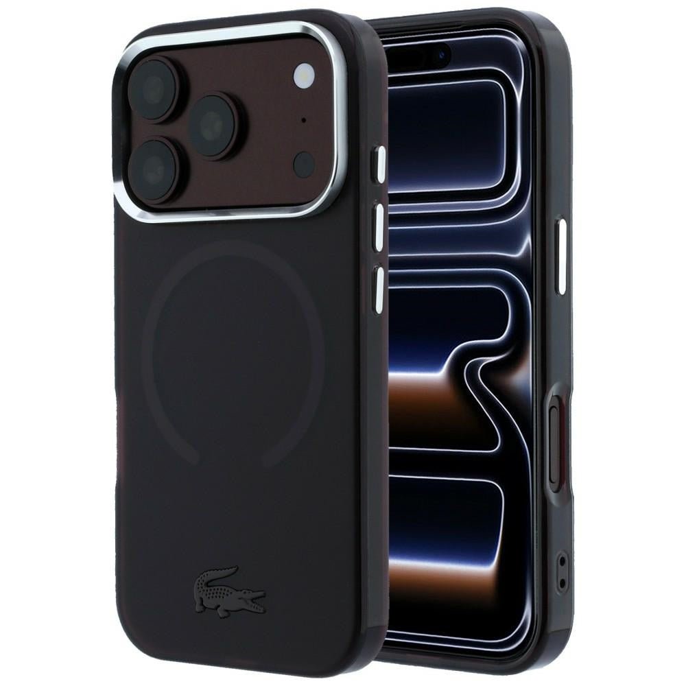 Lacoste iPhone 17 Pro Max / iPhone 18 Pro Max - Σκληρή Θήκη με Πλαίσιο Σιλικόνης - IML Frosted MagSafe - Burgundy
